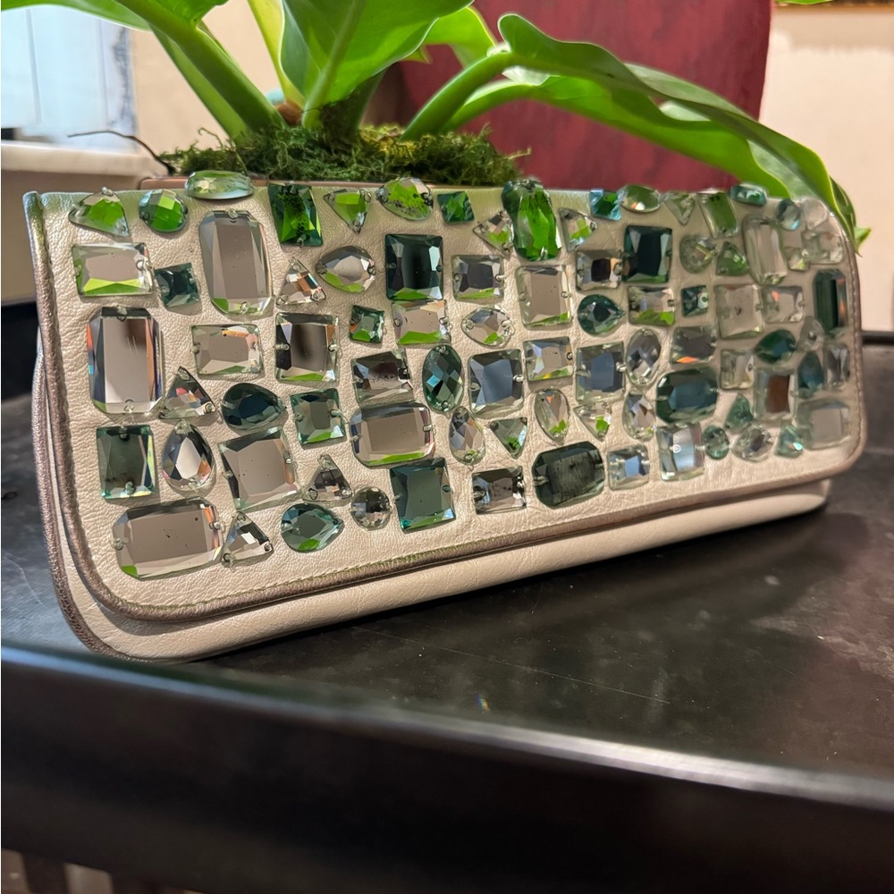 Cole Haan G Series Jeweled Leather Gemstone Clutch